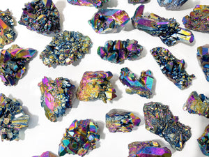 Rainbow Aura Quartz Cluster: Iridescent Crystal Healing (100-250g)