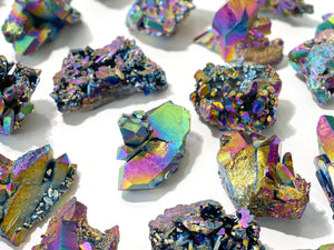 Rainbow Aura Quartz Crystal Cluster: Medium (250-350g)