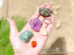 Crystal Set for Career Success Carnelian Amethyst Pyrite Aventurine, Citrine and Smoky Quartz