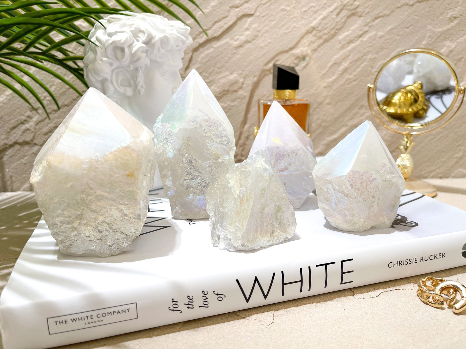 Angel Aura Quartz Tower: Natural Iridescent Crystal Decor