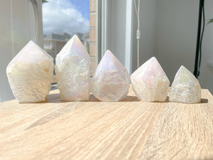 Angel Aura Quartz Tower: Natural Iridescent Crystal Decor