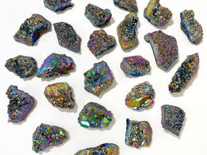 Rainbow Aura Amethyst Cluster: Titanium Coated Healing Crystal