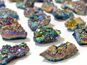 Rainbow Aura Amethyst Cluster: Titanium Coated Healing Crystal