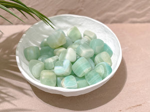 Pistachio Calcite Tumbled Stones : Nature's Green Wonder