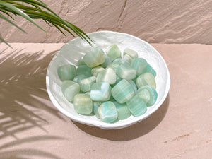 Pistachio Calcite Tumbled Stones : Nature's Green Wonder