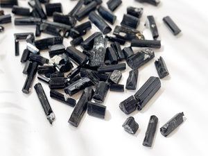 Raw Black Tourmaline Crystal Chips: Protection Stones