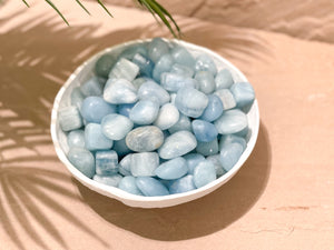 Tumbled Aquamarine Stones: Calming Healing Crystals