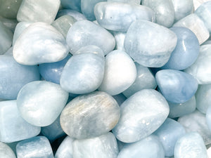 Tumbled Aquamarine Stones: Calming Healing Crystals