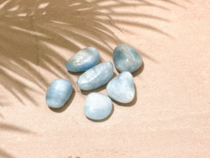 Tumbled Aquamarine Stones: Calming Healing Crystals