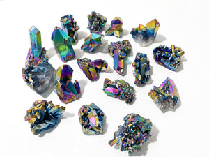 Rainbow Aura Quartz Clusters XS - A Burst of Color and Energy