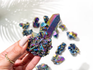Rainbow Aura Quartz Clusters XS - A Burst of Color and Energy