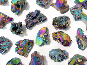 Rainbow Aura Quartz Crystal Cluster: Medium (250-350g)
