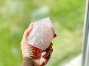 Glistening Angel Aura Rose Quartz Points. Enhance Love, Harmony, and Positivity in Your Space