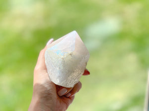 Angel Aura Quartz Tower: Natural Iridescent Crystal Decor