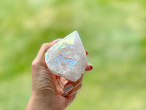 Angel Aura Quartz Tower: Natural Iridescent Crystal Decor
