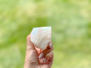 Angel Aura Quartz Tower: Natural Iridescent Crystal Decor