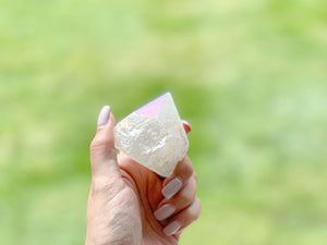 Angel Aura Quartz Tower: Natural Iridescent Crystal Decor