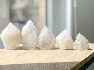 Angel Aura Quartz Tower: Natural Iridescent Crystal Decor