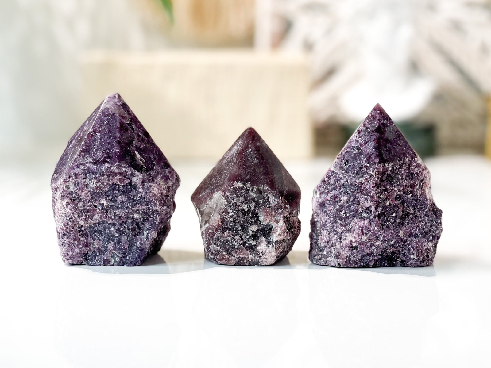 Lepidolite Crystal Tower: Lilac Purple Mica Point