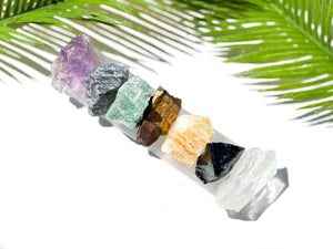 Chakra Stones Set: Obsidian, Amethyst, Selenite Charging Plate