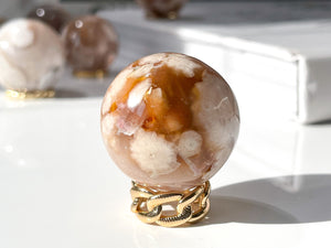 Flower Agate Crystal Sphere: Cherry Blossom Sakura Ball (40-50mm)