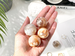 Flower Agate Crystal Sphere: Cherry Blossom Sakura Ball (40-50mm)