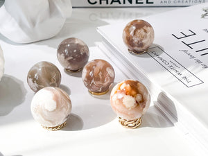 Flower Agate Crystal Sphere: Cherry Blossom Sakura Ball (40-50mm)