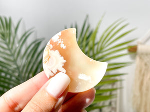 Cherry Blossom Flower Agate Crystal Moon: Healing Sakura Crystal