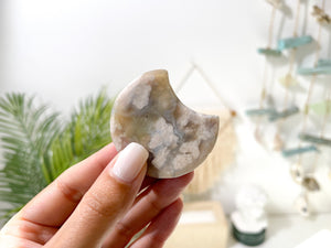 Cherry Blossom Flower Agate Crystal Moon: Healing Sakura Crystal