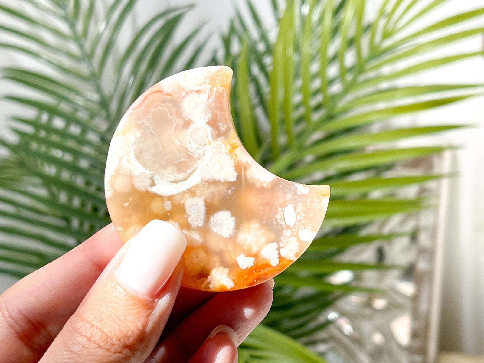 Cherry Blossom Flower Agate Crystal Moon: Healing Sakura Crystal