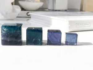 Purple Fluorite Crystal Cube: Healing Stone Decor