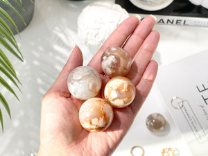 Flower Agate Crystal Sphere: Cherry Blossom Sakura Ball (40-50mm)
