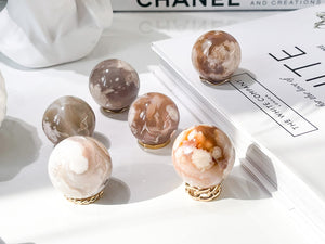 Flower Agate Crystal Sphere: Cherry Blossom Sakura Ball (40-50mm)