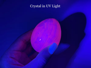 UV-Reactive Mangano Calcite Crystal Egg: Egg-cellent Addition to Your Crystal Collection