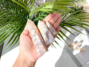 Flower Agate Crystal Tower: Cherry Blossom Point