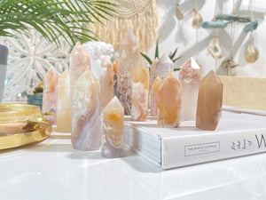 Flower Agate Crystal Tower: Cherry Blossom Point