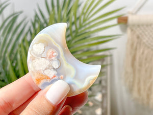 Cherry Blossom Flower Agate Crystal Moon: Healing Sakura Crystal
