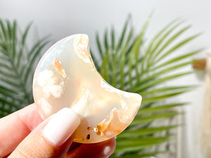 Cherry Blossom Flower Agate Crystal Moon: Healing Sakura Crystal