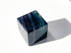 Purple Fluorite Crystal Cube: Healing Stone Decor