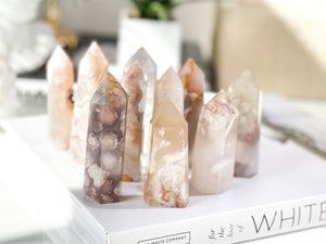 Flower Agate Crystal Tower: Cherry Blossom Point