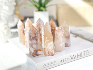 Flower Agate Crystal Tower: Cherry Blossom Point