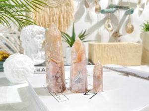 Flower Agate Crystal Tower: Cherry Blossom Point