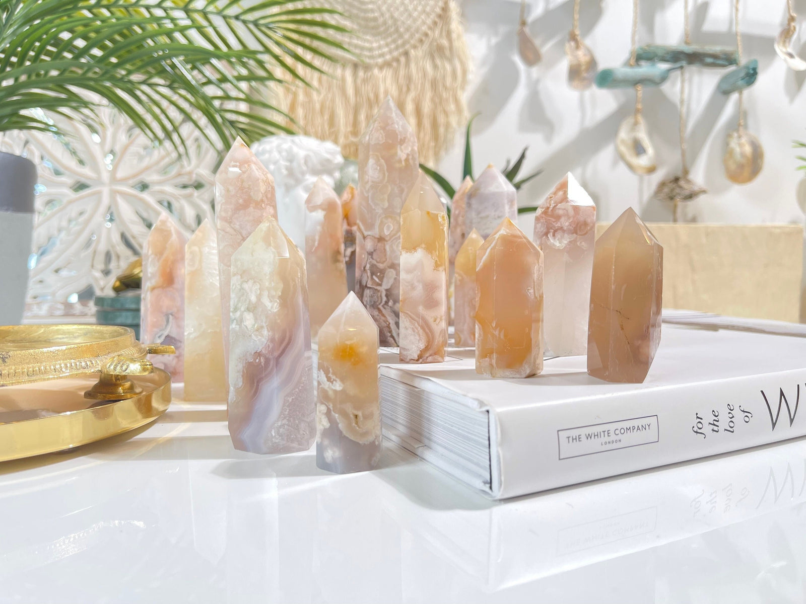Flower Agate Crystal Tower: Cherry Blossom Point