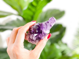 Amethyst Cluster & Black Obsidian Scrying Mirror Set