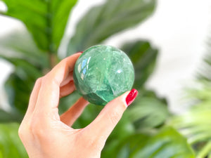 Amethyst Point & Fluorite Sphere Crystal Set: Healing Decor