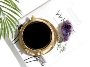 Amethyst Cluster & Black Obsidian Scrying Mirror Set