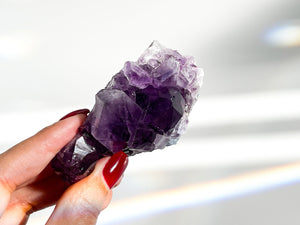 Amethyst Cluster & Black Obsidian Scrying Mirror Set