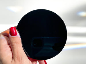 Amethyst Cluster & Black Obsidian Scrying Mirror Set + Free Selenite Charging Stand – Intuition, Protection, Meditation