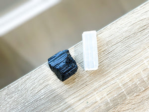 Selenite and Tourmaline Crystal Set for Healing and Protection