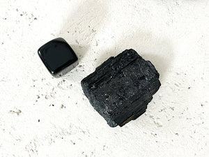 Black Obsidian+Black Tourmaline Crystal Set for Negative Energy and EMF Shielding